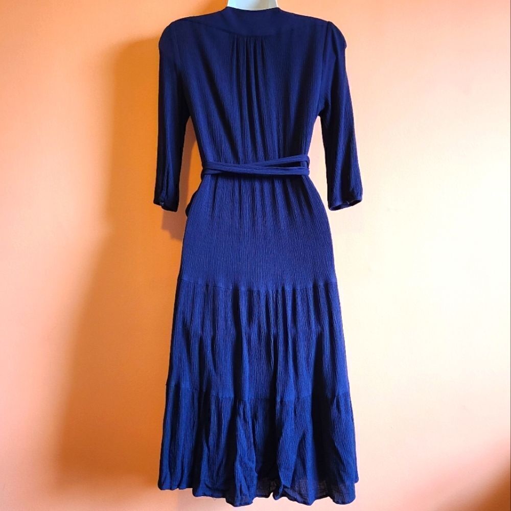 Boden Aurora Navy Blue Midi Wrap Dress Size 2R - Picture 3 of 11